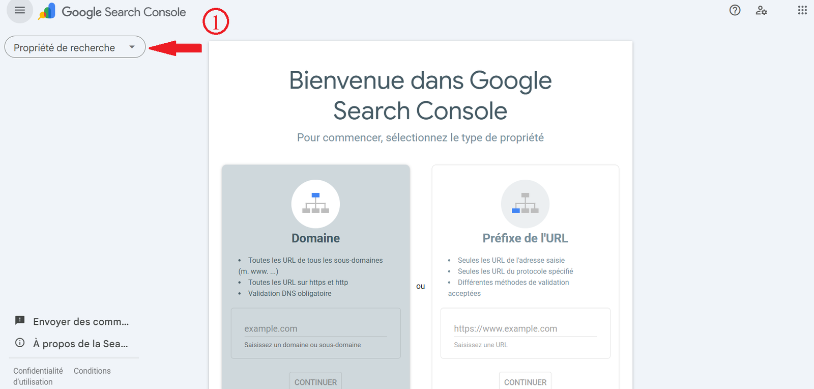accueil google search console