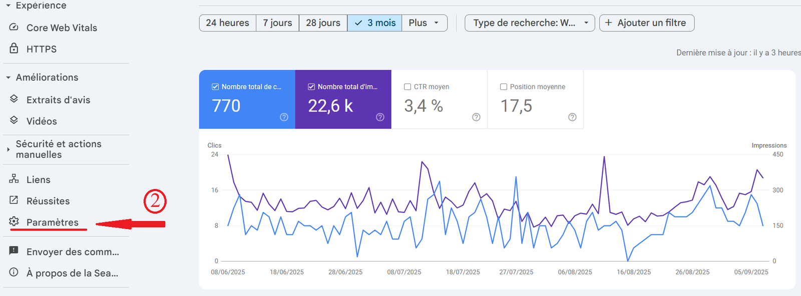 menu google search console