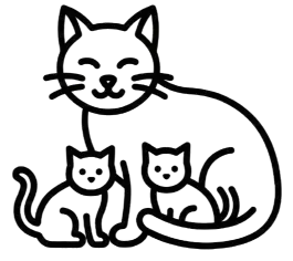 une maman chat avec ses petits pour symboliser la portée