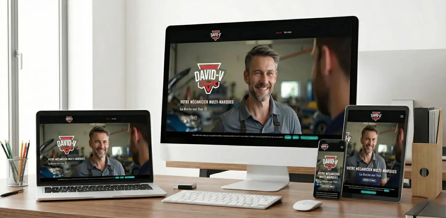vu du site mécanicien sur différents écran : responsive