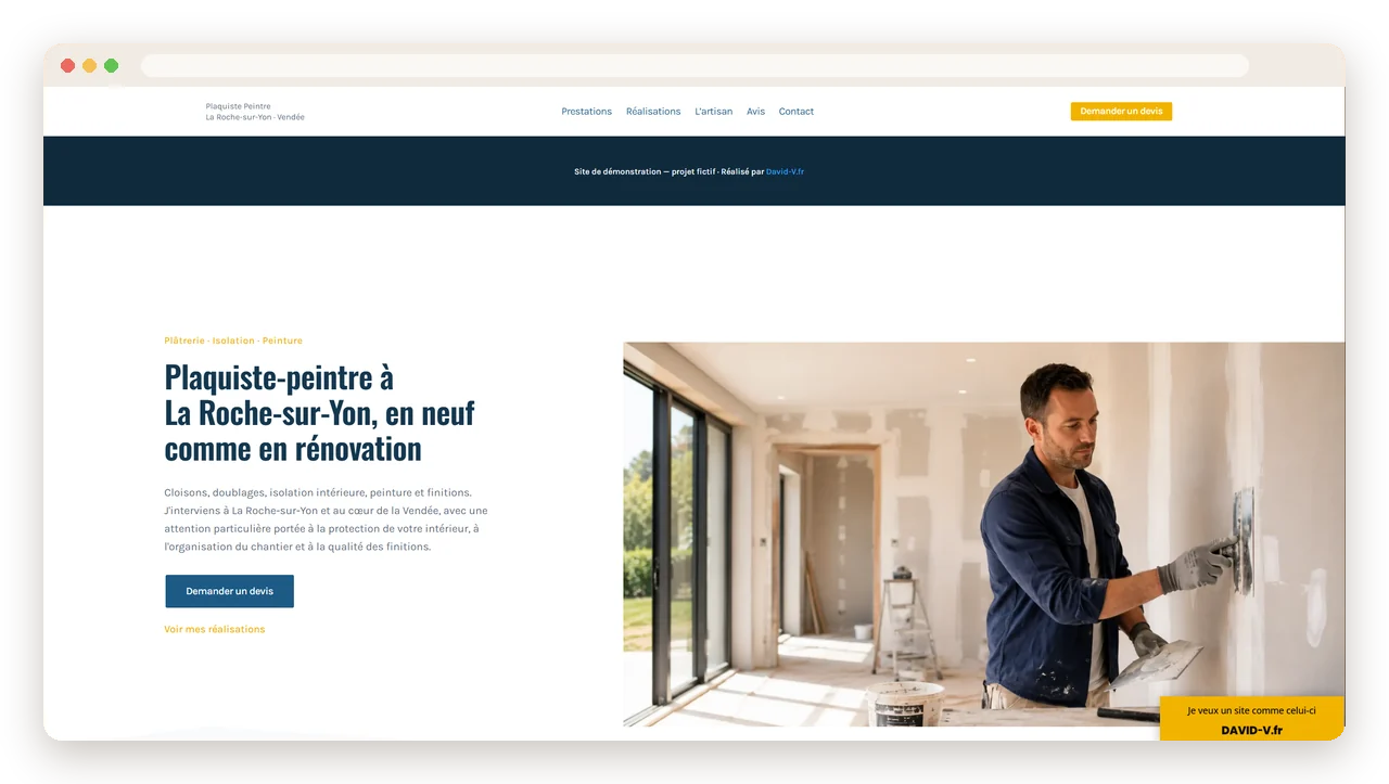 Voir le site de démonstration pour un plaquiste-peintre à La Roche-sur-Yon
