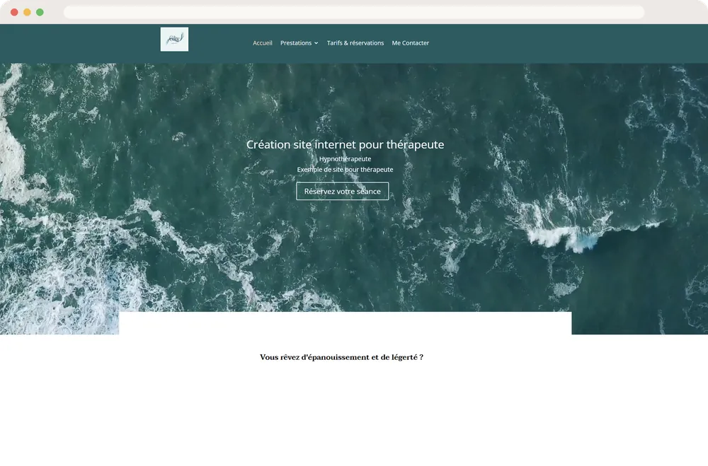 Page d'accueil du site de démonstration pour une thérapeute