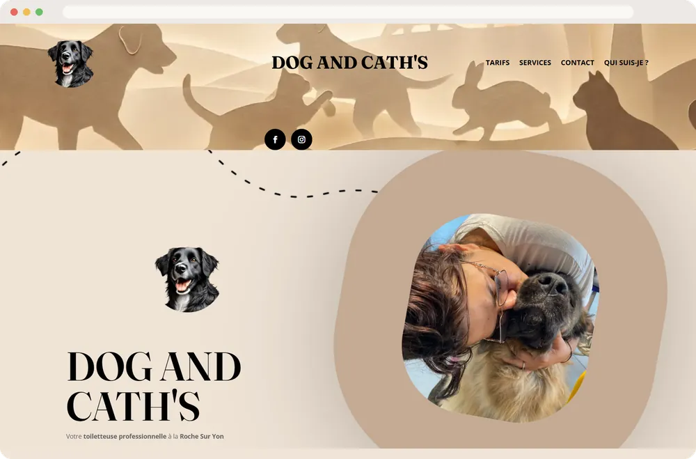Page d’accueil du site du salon de toilettage Dog and Cath’s